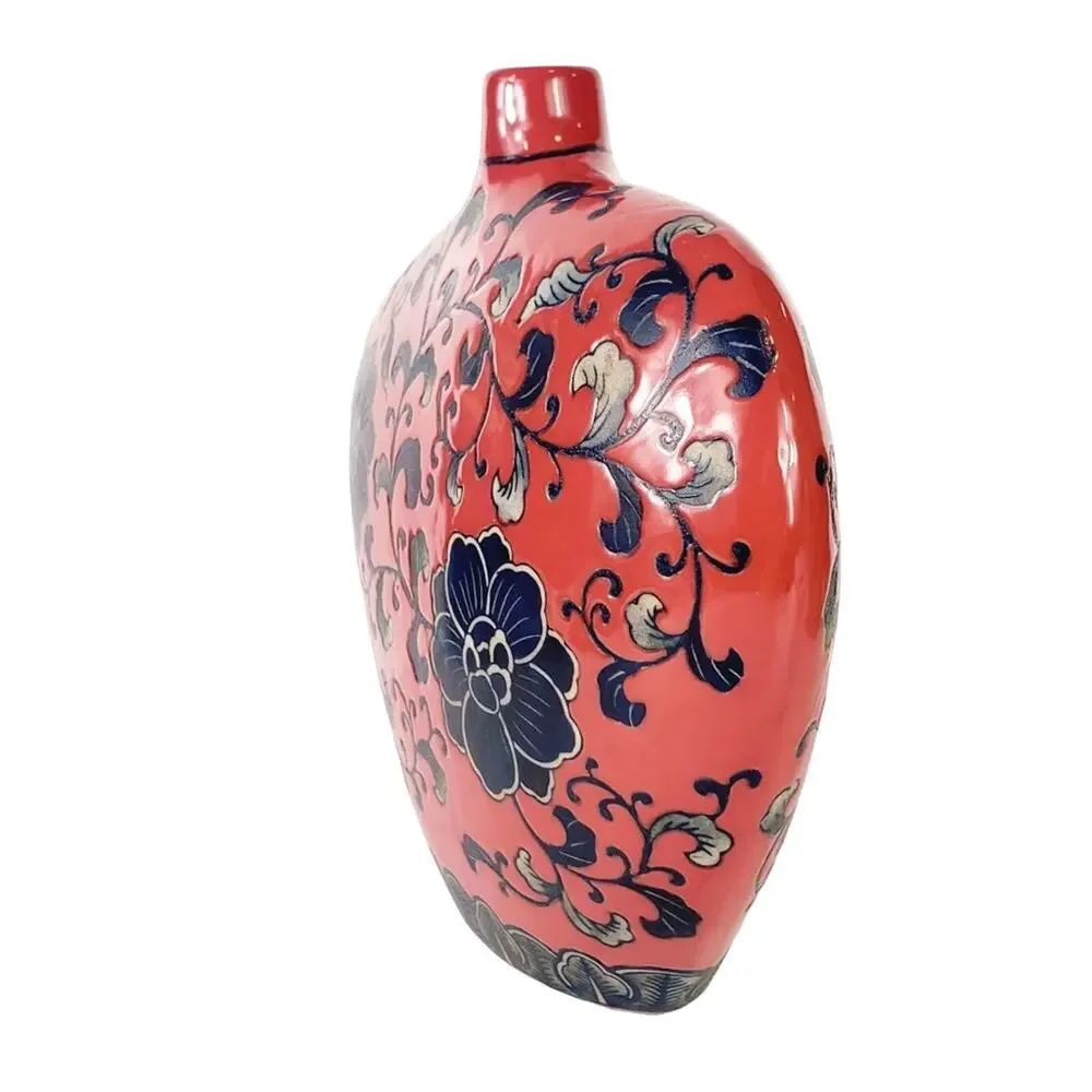 VTG Persian Style Asymmetrical Lotus Flower Porcelain Vase Floral Abstract #50